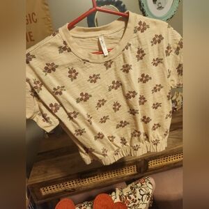Floral Print Beige Crop Top